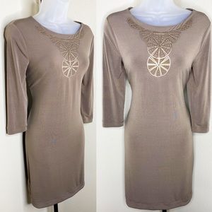 BANANA REPUBLIC Taupe Sequin Embellish Shift Dress